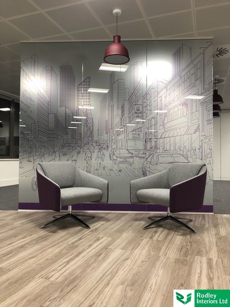 Frosted Window Design, Glass Film Design, Glass Partition Wall, Donor Wall, Office Design Inspiration, Office Fit Out, Window Graphics, Glass Partition, Entrance Design