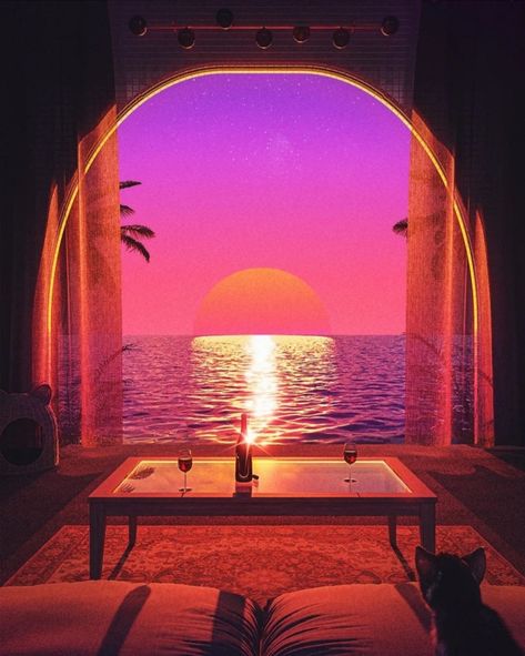 Vice City Aesthetic, Vaporwave Beach, Neon Lights Aesthetic, 80s Interior Design, Rose Island, City Posters Design, Miami Party, Retro 2000s, Aesthetics Quote