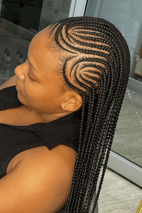 braid styles, hairstyle inspiration, hair trends Simple Cornrow Styles, Simple All Back Cornrows Hairstyles, Cornrows With Box Braids, Latest Braided Hairstyles, Latest Hair Braids, Cornrows Natural Hair, Cornrows Braids For Black Women, Quick Braids, Braid Trends