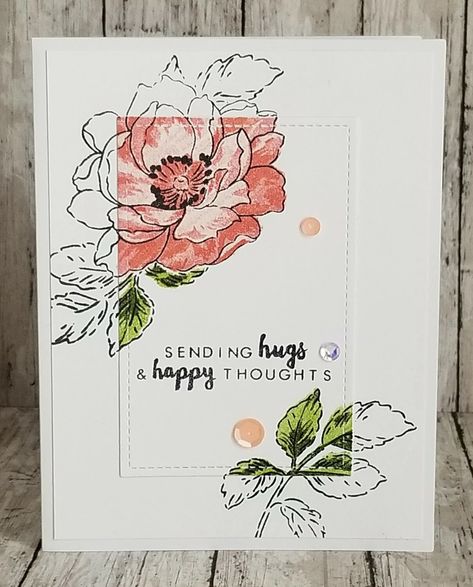 Sending Hugs & Happy Thoughts - Project Idea - Scrapbook.com Layering Stamps, Thank U Cards, Sharpie Drawings, Autumn Cards, Altenew Cards, Card Sketch, Flower Art Drawing, Piano Man, Life Journal