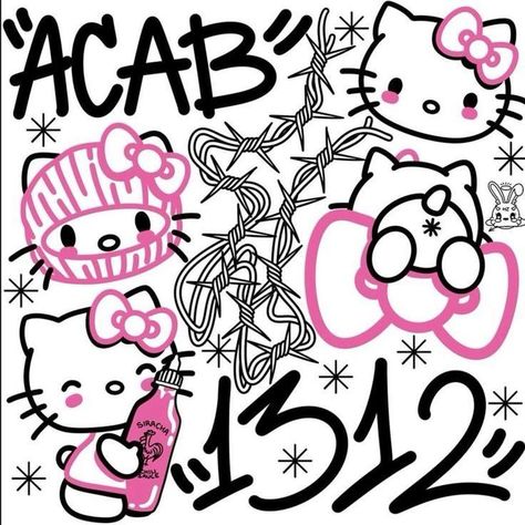 Graffiti Drawings Words, Graffiti Hello Kitty, Drawing Ideas Cute, Y2k Graffiti, Graffiti Room, Graffiti Drawings, Graffiti Ideas, Hello Kitty Pfp, Kitty Pfp