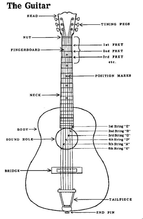 Guitar Diagram, Learn Guitar Beginner, Diagram Drawing, Learn Acoustic Guitar, Guitar Quotes, Guitar Classes, Learn Guitar Chords, Basic Guitar Lessons, Music Theory Guitar