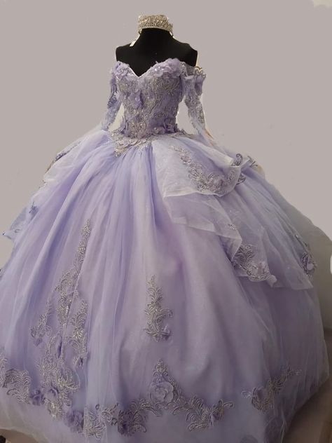 Lilac Princess Ball Gown Quincea¨½era Dress Sweet 16 Dress Lavender Dresses Quinceanera, Lilac Sweet 16, Light Purple Quinceanera Dresses, Purple Quince Dress, Lilac Ball Gown, Lilac Quinceanera Dresses, Dress Sweet 16, Purple Quince, Quinceanera Themes Dresses