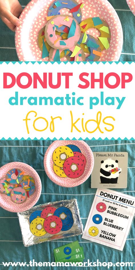 How to Setup a Donut Shop Dramatic Play Area | The Mama Workshop Dramatic Play Diy, Dramatic Play Activities, Dramatic Play Themes, Play For Kids, Dramatic Play Preschool, Dramatic Play Area, Dramatic Play Centers, Play Centre, Donut Shop