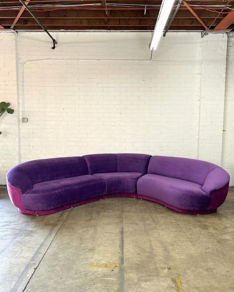 Post Modern Sofa - As Found Price: 1800 Dimensions: W150 D42 H30 SW166 SD25 SH16 AH21 Living Room Purple, Mid Century Vintage Furniture, Vintage Mid Century Furniture, Post Modern, Mid Century Vintage, Style Expert, Home Delivery, Small Living Room, Modern Sofa