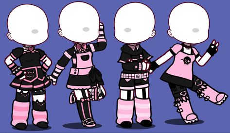 Gacha Punk Outfits, Gacha Club Outfit Ideas Goth, Steampunk Gacha Club, Gacha Club Rockstar Outfit, Gacha Kuromi, Goth Gacha Club Outfits, Black Pink Clothes, Outfit Ideas Alt, Outfit Ideas Goth