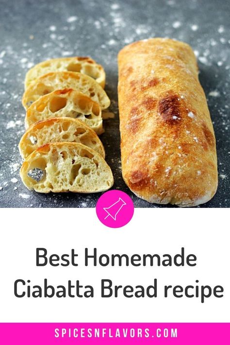 Homemade Ciabatta, Homemade Ciabatta Bread, Ciabatta Bread Recipe, Crusty Bread Recipe, Italian Bread Recipes, Artisan Bread Recipes, Rustic Bread, Ciabatta Bread, Italian Recipes Authentic