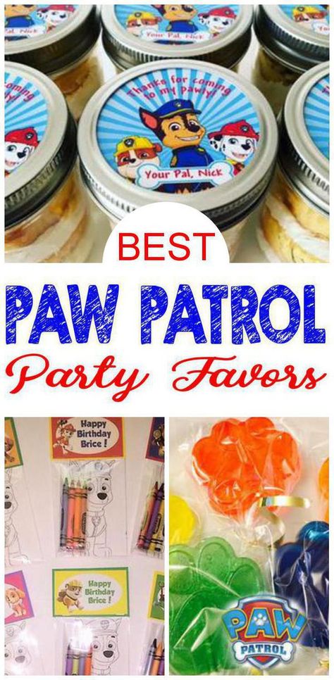 INCREDIBLE Party Favors! Paw Patrol party favor ideas for kids that are easy and fun! Goodie bags, ideas you can DIY, party favor bags and more. BEST Kids Paw Patrol party favors great for classroom parties, school parties, birthday parties any Paw Patrol theme celebration! Paw Patrol Birthday Treat Bags, Paw Patrol Party Goodie Bag Ideas, 3rd Birthday Goodie Bag Ideas, Paw Patrol Goodie Bags Diy, Paw Patrol Favors Ideas, Paw Patrol Favor Ideas, Paw Patrol Birthday Favor Ideas, Party Favors For Kids Birthday Paw Patrol, Paw Patrol Birthday Favors Goodie Bags