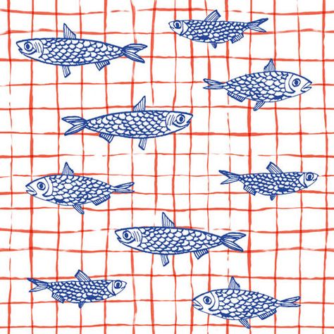 54 poissons Marie Assenat, 블로그 디자인, Graphisches Design, Fish Art, Linoleum, Pattern Illustration, Pottery Painting, Blue Ink, Print Pattern