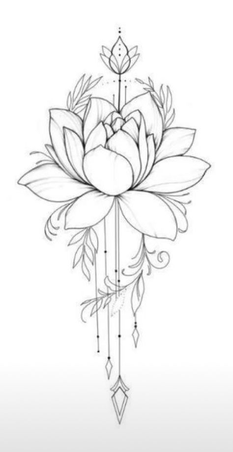 Lotusblume Tattoo, Water Lily Tattoos, Lillies Tattoo, Lotus Tattoo Design, Boho Tattoos, Lily Tattoo, Floral Tattoo Design, Spine Tattoos, Elegant Tattoos