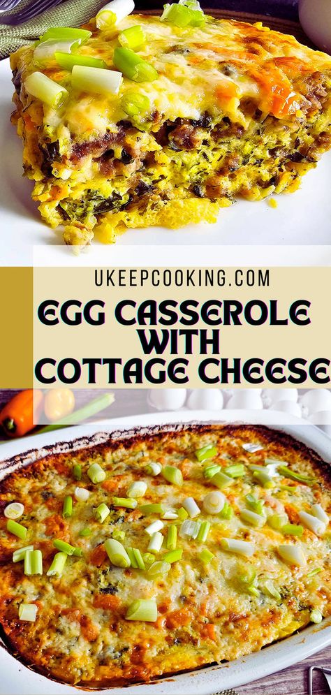 Start your day right with this Egg Casserole with Cottage Cheese! It’s a healthy and easy breakfast option, loaded with high-protein goodness from eggs and cottage cheese, plus the added flavor of spinach and breakfast sausage. If you're looking for cottage cheese breakfast ideas, this egg bake is a must-try. Simple to make and perfect for a hearty morning meal, this casserole is the ultimate combination of delicious and nutritious. Egg Casserole With Cottage Cheese, Cheese Breakfast Ideas, Healthy Egg Casserole, Eggs And Cottage Cheese, Sausage Egg Bake, Healthy And Easy Breakfast, Easy Breakfast Bake, Egg Bake Casserole, Cottage Cheese Recipes Healthy