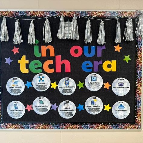 Are you ready to revamp your bulletin boards? 📌 Keeping up with bulletin boards in your tech lab can take some time, unless you have some that all you have to do is print and display. Plus, it’s even better to have bulletin boards that are ready to display that are both educational and visually appealing. Comment DECOR to explore my computer lab decor! #bulletinboard #bulletinboards #bulletinboardideas #bulletinboardsofinstagram #classroomdecor #classroomdecoration #computerlab Tech Bulletin Board Ideas, Computer Lab Decoration Ideas, Computer Lab Decor, Computer Project, School Computer Lab, Business Teacher, Lab Decor, Tech Lab, Technology Lab