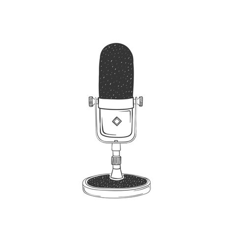 Podcast Microphone Drawing, Podcast Microphone Illustration, Microphone Sketch, Microphone Art, Microphone Aesthetic, Logo Microphone, Microphone Illustration, Microphone Drawing, Outline Ideas