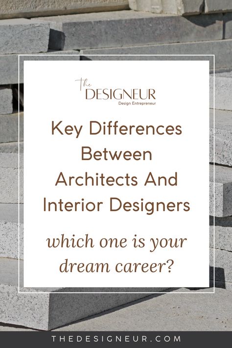 Are you considering a career in the design or construction industry, but aren’t sure whether to pursue architecture or interior design? While these two professions share some similarities, they also have some key differences that may influence your decision.  - But what is the real difference between Architect vs Interior Designer? - And where do these two professionals intercept?  READ>> Life As An Architect, Interior Design Career Path, How To Become An Architect, Being An Architect, Interior Design Certification, Style Guide Design, Career Options, Construction Industry, Design Rules