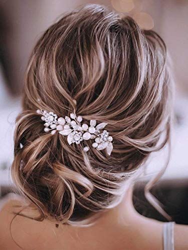 Wedding Hairstyles And Makeup, Pearl Bridal Headpiece, Pink Flower Hair, Crystal Hair Vine, Bridal Hair Headpiece, Wedding Hair Comb, Bride Hair Accessories, Short Wedding Hair, Bridal Hair Vine