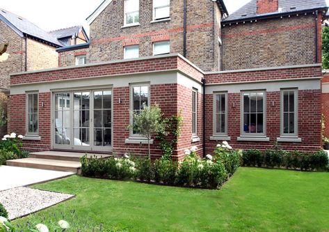 Orangery Extension Kitchen, Orangery Roof, Kitchen Orangery, Orangery Extension, Flat Roof Extension, Conservatory Greenhouse, Garden Room Extensions, French Doors Exterior, Room Extensions