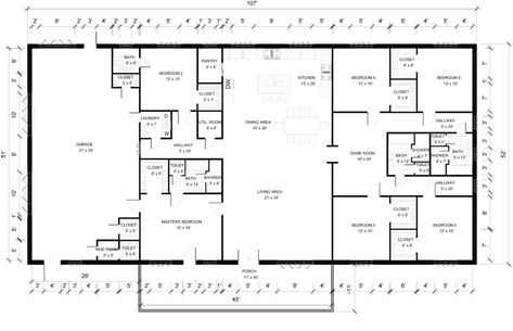 6 Bedroom Barndominium Floor Plans | The 9 Best Available 6 Bedroom Barndominium Floor Plans, 6 Bedroom Barndominium, 2 Story Barndominium Floor Plans, 2 Story Barndominium, 6 Bedroom House Plans, Barn Homes Floor Plans, Barndominium Plans, Pole Barn House Plans, Barn Style House Plans