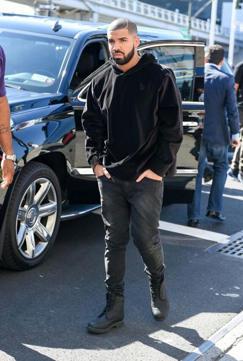 Like what you see⁉Follow me on Pinterest ✨: @joyceejoseph ~ Drake @Champagnepapi Black Timbs Outfit, Timbs Outfit Men, Timbs Outfit, Black Timbs, Timbs Outfits, Drake Fashion, Look Hip Hop, Drake Clothing, Drake Concert