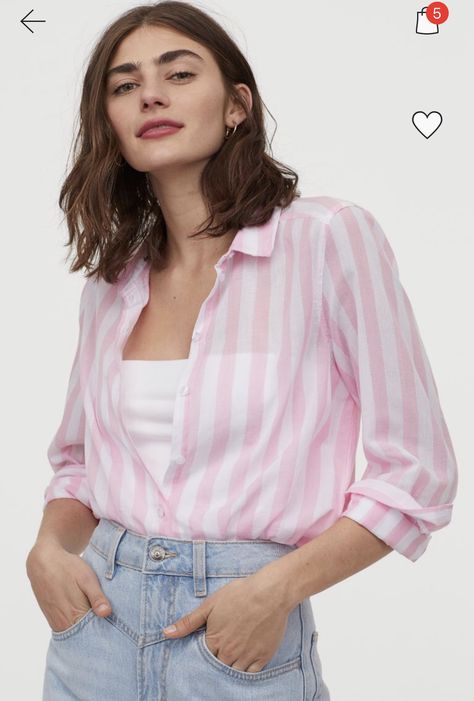 Pink And White Striped Shirt Outfit, Kashmir Outfits, Pink Striped Shirt Outfit, White Striped Shirt Outfit, Pink Check Shirt, Pink Shirt Outfit, Outfits With Striped Shirts, Pink Striped Shirt, Stripe Fashion