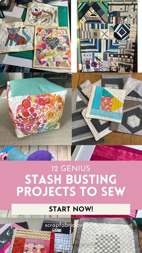 Clear your fabric stash with these 12 stash-busting projects for quilters! Discover stash buster sewing patterns and creative ideas for leftover fabric projects. From stash buster quilts to scrap fabric projects, these tutorials make fabric stash busting fun and rewarding. Whether you’re sewing for charity, creating unique fabric bowls, or tackling a stash-busting quilt pattern, these projects are perfect for using fabric scraps creatively. Fabric Scrap Busters, Uses For Fabric Scraps, Stash Buster Sewing Projects, Sewing Projects From Scraps, Tiny Fabric Scraps Ideas, Crumb Quilting Ideas, Scrap Projects Fabric, Scrap Fabric Projects Easy No Sew, Waste Fabric Craft Ideas