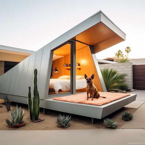 Luxury Dog House Outdoor Backyards, Dog House Yard Ideas, Creative Dog House, Dog House That Looks Like A House, Luxurious Dog Houses, Dog House Aesthetic, Modern Doghouse, A Frame Dog House, Dog House Modern Design