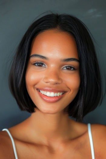 31 Stunning Short Hairstyles For Black Women To Try in 2024 - The Hairstyle Edit Bob Hairstyle On Black Women, Wavy Bob Hairstyles Round Face, Jaw Length Bob Black Women, Black Women Layered Bob, Black Women With Bob Hairstyles, Mom Bob Black Women, Nia Long Hairstyles, Neck Length Bob Black Women, Bob Hair Black Women