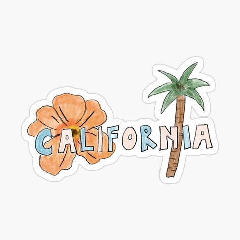 Get my art printed on awesome products. Support me at Redbubble #RBandME: https://www.redbubble.com/i/sticker/California-by-jessweekes/47866454.EJUG5?asc=u Cute Summer Stickers Aesthetic, Beach Stickers Aesthetic, Destination Stickers, California Stickers, Florida Stickers, Travel Journal Scrapbook, Carmel By The Sea, Travel Stickers, Scrapbook Journal