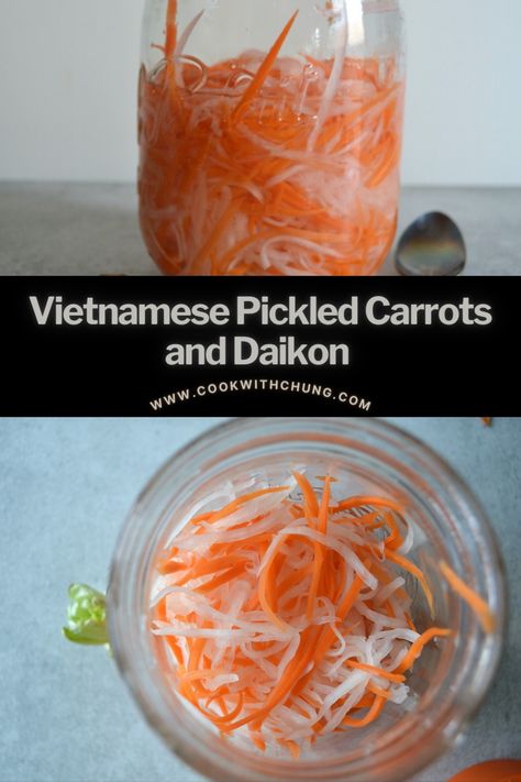 Vietnamese Pickled Vegetables, Pickled Carrots And Daikon, Daikon Recipe, Pickled Daikon, Japanese Appetizers, Japanese Side Dish, Recipes Japanese, Vegetarian Appetizer, Japanese Sauce