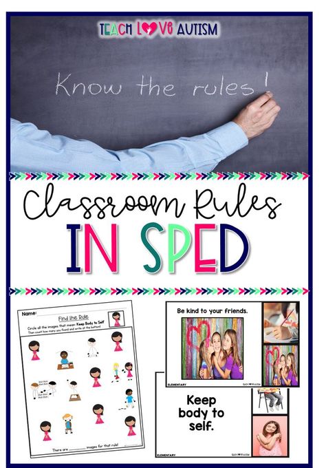 Clear rules are essential in the special education classroom. Rules help #SpecialEducation students understand classroom boundaries if they clearly state what students can or can't do. Rules need to be thoroughly explained in order for them to be successful, and using visuals can help in spec ed connect the words to meaning. Read on for some great resources that can help create a successful classroom management plan. #ClassroomManagement Classroom Rules Preschool, Rules Preschool, Behavior Management In The Classroom, Teaching Rules, Classroom Management Plan, Classroom Rules Poster, Teaching Life Skills, Special Education Elementary, Classroom Management Tool