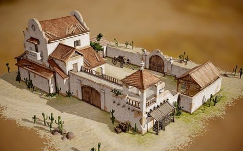 ArtStation - Villa, Ilia Shigin Vila House, Villa House Design, Boho Glam Home, Villa Courtyard, Hacienda Style Homes, Roman Villa, Bangunan Minecraft, Courtyard House Plans, Medieval Houses