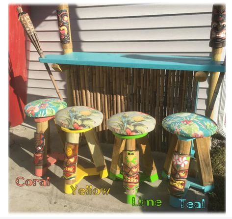 Novelty Tiki-totem Bar Stools - Etsy Tiki Bar Stools, Key West Colors, Cowhide Bar Stools, Steel Bar Stools, Counter Stools With Backs, Rattan Bar Stools, Tiki Totem, Canopy Frame, Bar Stools With Backs