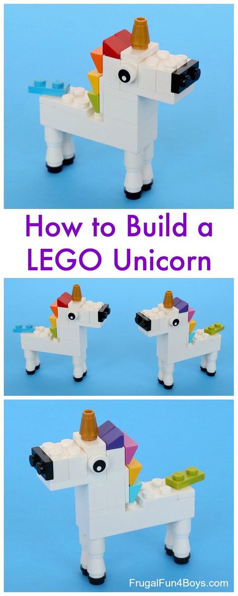 Lego Einhorn bauen Lego Challenge, Lego Club, Lego Animals, Lego Activities, Lego Craft, Lego Blocks, Lego For Kids, Lego Party, Building Instructions