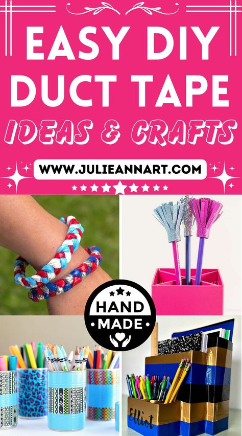 DIY Duct Tape Crafts Duck Tape Art, Duct Tape Crafts For Kids, Duct Tape Bracelets, Duct Tape Bags, Unique Belts, Crafts For All Ages, Duct Tape Projects, Creative Art Projects, Desk Organization Diy