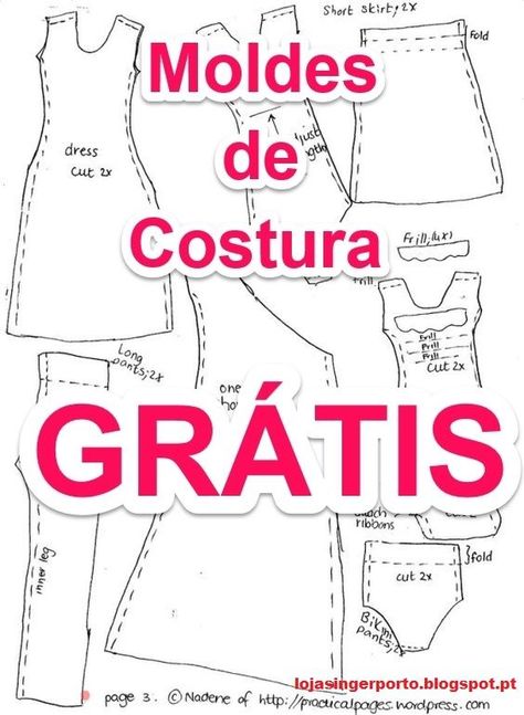 No nosso blog, encontra alguns moldes grátis para as suas costuras e a indicação de outros blogs onde poderá encontrar mais moldes grátis para os seus trabalhos. Para ver todos os moldes: clique a Sew Ins, Costura Diy, Pattern Drafting, Blouse Diy, Sewing Projects For Beginners, Easy Sewing Projects, Sewing For Beginners, Sewing Patterns Free, Free Sewing