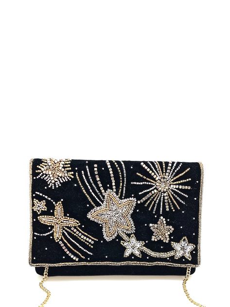 Starburst Beaded Clutch - La Chic Designs | New York & Company Beaded Crossbody Bag, Bridal Clutch Bag, Personalized Clutch, Beaded Clutch Purse, Japanese Knot Bag, Beaded Clutch Bag, Velvet Clutch, Embroidered Clutch, Wedding Clutch