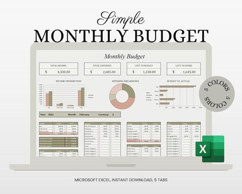 Excel Budget Template, Simple Monthly Budget, Finance Tracker, Excel Monthly Budget Spreadsheet, Budget Planner, Financial Planner for Excel Budgeting Spreadsheet Excel Free, Budget Spreadsheet Template Free, Finance Tracker Excel, Spreadsheet Aesthetic, Financial Budget Spreadsheet, Excel Monthly Budget Spreadsheet, Free Monthly Budget Template, Budget Excel Spreadsheet, Expense Tracker Excel