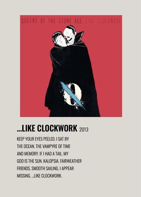 Like Clockwork, Rock Band Posters, Queens Of The Stone Age, Stone Age, Band Posters, The Stone, Rock Art, Rock Bands, Poster Art