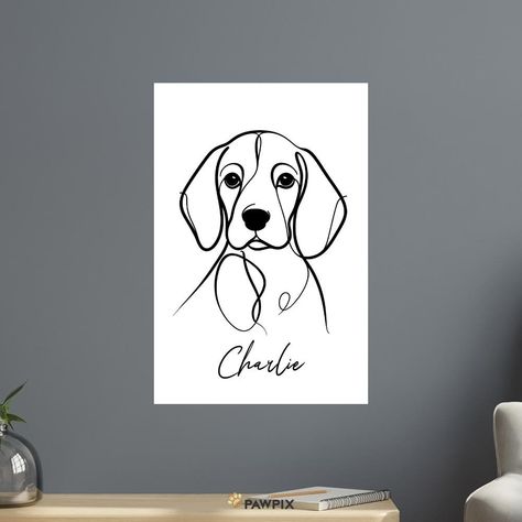 Personalized Line-Art-Poster, Beagle Drawing, Custom Dog Portrait, Wall Art, Pet Gift by PawPixDesign on Etsy Beagle Line Art, Beagle Drawing, Beagle Tattoo, Portrait Wall Art, Dog Varieties, Personalized Anniversary Gifts, Custom Dog Portraits, Portrait Wall, Heartfelt Creations