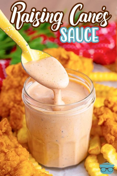 A spoon in a jar of Raising Cane Sauce. Raising Cane’s Dipping Sauce, Copycat Raising Canes Sauce Recipe, Homemade Canes Sauce, Canes At Home, Cane’s Sauce, Raising Cane's Sauce Recipe, How To Make Canes Sauce, Copycat Canes Sauce, Tasty Cooking Recipes