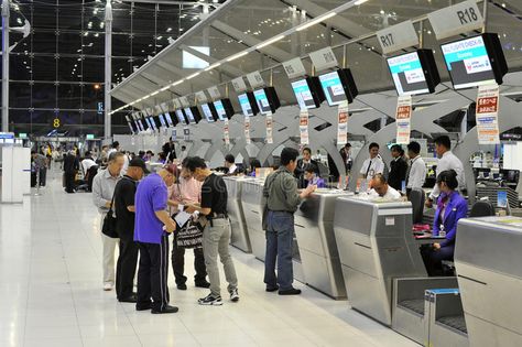 Airport Check-In Counters. Check-in counters at Bangkok's new Suvarnabhumi Inter , #Ad, #counters, #Bangkok, #Counters, #Airport, #Check #ad Airport Tickets, Airport Check In, Toronto Airport, Innovation Management, Business Class Flight, Airport Aesthetic, Immigration Canada, New York Night, Air Photo