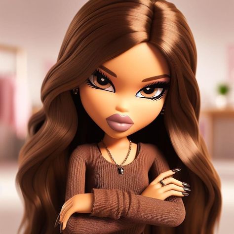 Bratz Aesthetic Outfit, Pelo Cafe, Black Bratz Doll, Brat Doll, Bratz Girls, Bratz Inspired Outfits, Doll Aesthetic, Cartoon Profile Pictures, Pop Art Wallpaper