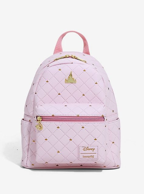 Aurora Disneyland, Gold Icons, Disney Bags Backpacks, Disney Purse, Cute Mini Backpacks, Pink Castle, Disney Products, Disney Loungefly, Mini Mochila