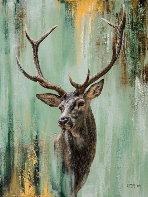 Acrylic Painting Deer, Deer Paintings On Canvas, Deer Painting Easy, Netherlands Drawing, Deer Painting Acrylic, Dear Painting, Deer Canvas Painting, Deer Photography, Animal Paintings Acrylic