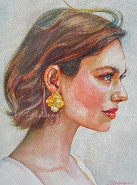 Handmade Watercolor Portrait of a Girl, Realistic Fine Art Painting for Home Decor - Etsy Ukraine Watercolor Face Drawing, Watercolor Face Art, Watercolour Portrait Faces, Portrait Art Watercolour, Watercolor Art Portrait, Realistic Watercolor Paintings, Realistic Art Style, Watercolour People, Girl Watercolor Painting