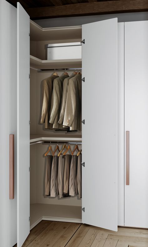 Wardrobe Inside Design, Wardrobe Corner, Wardrobe Internal Design, Corner Wardrobe Closet, Interior Wardrobe, Corner Closet, Dressing Room Closet, Corner Wardrobe, Bedroom Cupboards