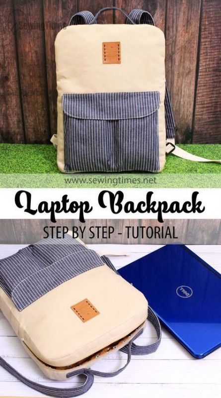 How To Sew A Laptop Bag, Backpack Bag Patterns To Sew, Diy Rucksack Backpack, Laptop Backpack Sewing Pattern, How To Make A Laptop Bag, Laptop Bag Tutorial, Laptop Backpack Pattern, Laptop Bag Design Ideas, Sewing Laptop Bag