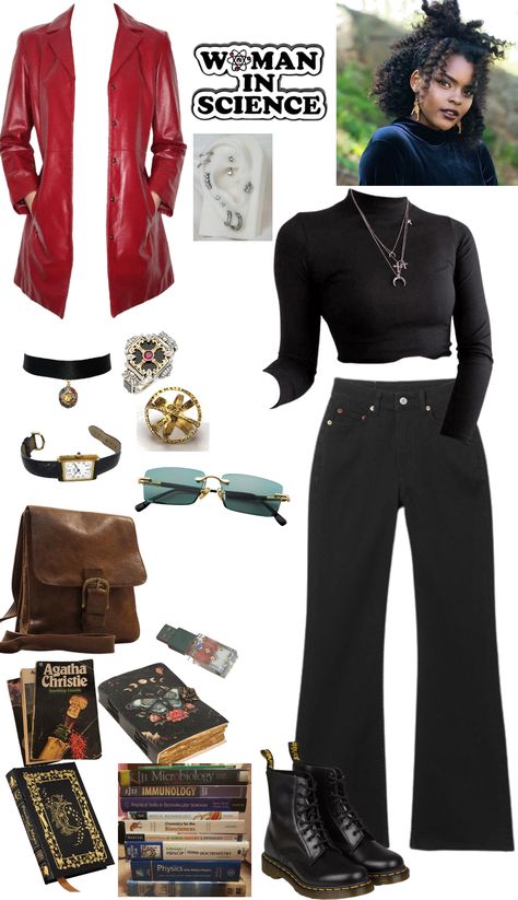 School Days outfit ideas | This is one of the sort of outfits the psychic witch would wear to class. She's majoring in forensic science with a focus on forensic chemistry. Forensic Science Aesthetic Outfits, Forensic Chemistry, Psychic Witch, Witch School, Science Textbook, Two Ponytails, Organizer Purse, Forensic Science, Forensic