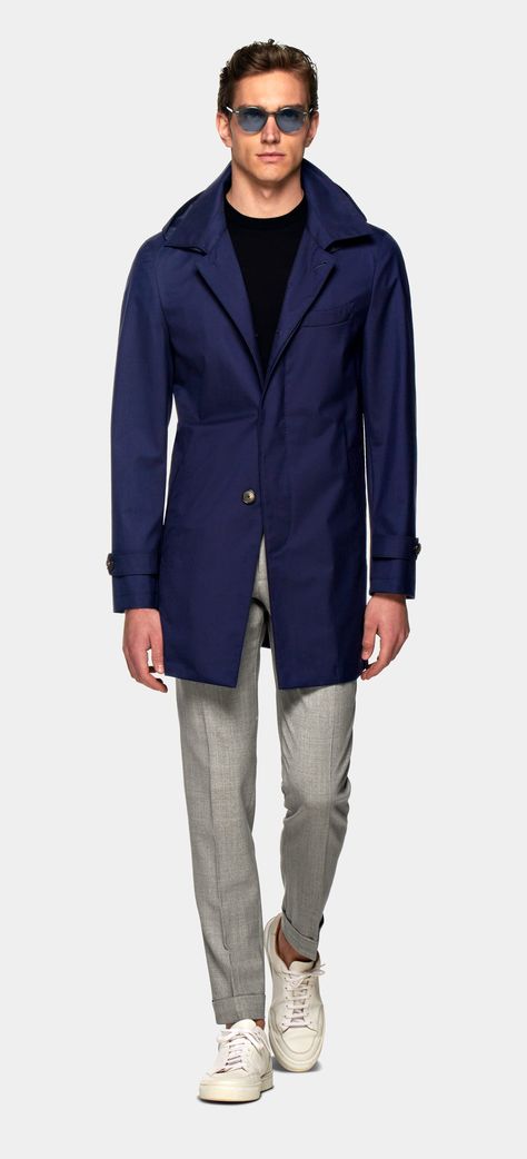 Navy Overcoat, Navy Raincoat, Navy Peacoat, Blue Raincoat, Trench Coat Style, Fitted Coat, Grey Crewneck, Padded Coat, Field Jacket