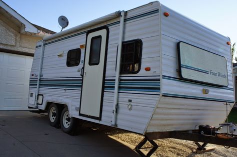 1995 Dutchman Travel Trailer renovation. Dutchman Camper Remodel, Travel Trailer Renovation, Rv Storage Solutions, Trailer Renovation, Tub To Shower Remodel, Camper Design, Small Shower Remodel, Classic Campers, Vintage Camper Remodel