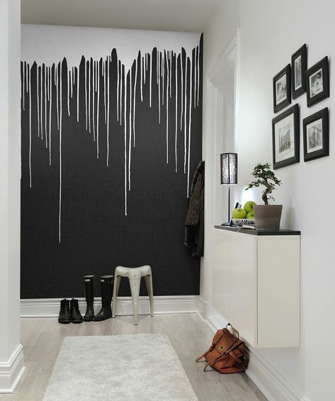 Scandinavian Hallway, Dripping Paint, Black Concrete, Diy Wall Painting, Hallway Designs, Colored Ceiling, Wall Paint Designs, Design Del Prodotto, White Colour